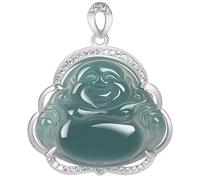 Collier Bouddha Maitreya en Or sur S925 Naturel Birman de qualité A pour Le Nouvel an Lunaire - Pendentif en Jade Lisse et Serein - Symbole de bénédiction, de prospérité et de Bonheur, pour
