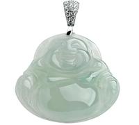 Collier Bouddha Maitreya en Or sur S925 Naturel Birman de qualité A pour Le Nouvel an Lunaire - Pendentif en Jade Lisse et Serein - Symbole de bénédiction, de prospérité et de Bonheur, pour