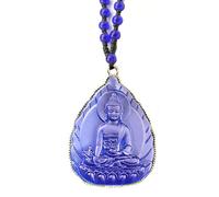 Collier Bouddha Médecine Déesse de la Compassion Miséricorde Guan Yin Pendentif Éliminer la Souffrance pour Femme Homme Amulette Feng Shui Bijoux Bénédiction Cadeaux, 52mm*40mm, 65cm (25.6 inch
