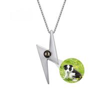 Collier boulon éclair personnalisé photo projection collier personnalisé image tonnerre pendentif colliers 925 argent sterling chaîne de punk personnalisé bijoux cadeaux pour les femmes hommes