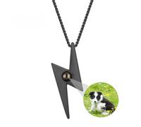 Collier boulon éclair personnalisé photo projection collier personnalisé image tonnerre pendentif colliers 925 argent sterling chaîne de punk personnalisé bijoux cadeaux pour les femmes hommes