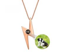 Collier boulon éclair personnalisé photo projection collier personnalisé image tonnerre pendentif colliers 925 argent sterling chaîne de punk personnalisé bijoux cadeaux pour les femmes hommes