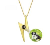 Collier boulon éclair personnalisé photo projection collier personnalisé image tonnerre pendentif colliers 925 argent sterling chaîne de punk personnalisé bijoux cadeaux pour les femmes hommes
