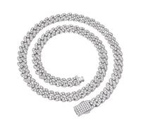 Collier / bracelet à maillons cubains avec fermoir à ressort classique glacé de 9 mm, brillance éternelle, collier ras du cou plaqué or 14 carats, diamant plaqué or, serti à griffes 5A, bijoux hip-hop