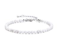 Collier Bracelet de Perles en Pierre Naturelle de 3mm, Petites Perles de Quartz à facettes, Bracelets de Yoga réglables, Bijoux for Femmes et Hommes(White Howlite)