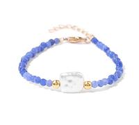 Collier Bracelet de Perles en Pierre Naturelle de 3mm, Petites Perles de Quartz à facettes, Bracelets de Yoga réglables, Bijoux for Femmes et Hommes(Blue Agate)
