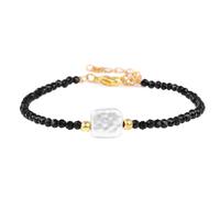 Collier Bracelet de Perles en Pierre Naturelle de 3mm, Petites Perles de Quartz à facettes, Bracelets de Yoga réglables, Bijoux for Femmes et Hommes(Black Spinel)