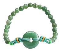 Collier Bracelet Feng Shui Bracelet en Jade Jadéite Verte Boucle d'Harmonie Bracelet à Breloques Donut Amulette Bonne Chance Bracelet en Jade Vintage Talisman Méditation Bracelet en Pierres Naturelles