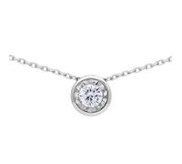 Collier - Brillaxis - Solitaire Diamant 0.14 ct - Or Blanc 18 Carats - Longueur 42 cm - Femme