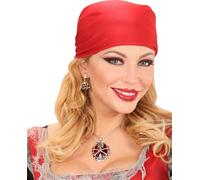 Collier broche avec tête de mort rouge-argenté