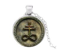 Collier cabochon en verre avec pendentif en forme de croix Brimstone ou Leviathan, nan