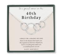 Collier cadeau pour 40e anniversaire • 4 anneaux pour 4 décennies • Cadeau d'anniversaire pour elle • Argent sterling 14 carats plaqué or vermeil, Argent sterling, Pas de gemme