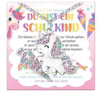Collier cadeau pour fille - Sac d'école - Idée de remplissage - Idée d'écolière 2025 - Cadeau de rentrée des classes - Porte-bonheur - Avec carte de vœux - Boîte cadeau, Acier inoxydable