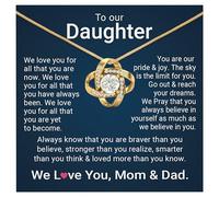 Collier cadeau pour filles de la part d'un parent à une fille, bijou avec nœud d'amour, cadeau de papa et maman pour femme, Acier inoxydable, Zircone cubique
