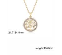 Collier Camerazar en acier chirurgical avec arbre, décoré de zircon cubique