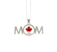 Collier carré en érable pour la fête du Canada 4 juillet, cadeau pour maman, grand-mère, cadeau d'anniversaire, M