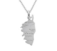 Collier Carte Corse Argent 925 - Chaîne Maille Forçat 45cm Fixe Mixte