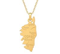 Collier Carte Corse Plaqué Or 18K - Chaîne Maille Forçat 50cm Mixte