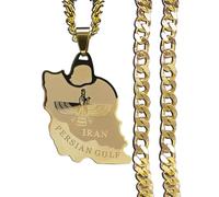 Collier Carte Iran Ahura Mazda, Collier Pendentif Contour Bijoux, Contour De Carte De Terrain Irrégulier, Accessoires De Personnalité À La Mode, Articles Assortis À La Mode Pour Hommes Et Femmes,