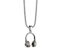 Collier Casque Chaîne Musique Hip Hop Punk Cool en Acier Inoxydable