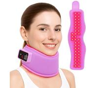 Collier cervical chauffant à LED rouge 660 nm rouge et 850 nm pour soulager les douleurs cervicales et soutenir les douleurs cervicales, collier cervical réglable sans fil pour bureau, conduite