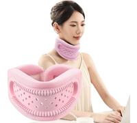 Collier cervical respirant et souple, correcteur de posture et dispositif de traction pour soulager les douleurs cervicales et soutenir la nuque il maintient les vertèbres stables et alignées (Pink)