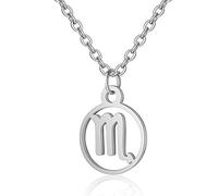 Collier chaîne avec Pendentif Cercle en Argent avec Signe Astrologique - Scorpion (24 Octobre - 22 Novembre) - Constellation du Zodiaque, Horoscope, Bijoux d'astrologie céleste - Cadeau pour