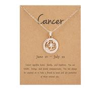 Collier chaîne avec Pendentif en Forme de Signe Astrologique en Or Rose - Cancer (22 Juin - 22 Juillet) - Constellation du Zodiaque, Horoscope, Astrologie céleste, Bijoux - Cadeau pour Femme et Homme