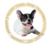 Collier chaîne en or pour chien, chaîne en métal pour promener les animaux de compagnie, chaîne en métal de 12 mm à maillons cubains Hip Hop avec boucle de sécurité pour chiens de moyenne et petite