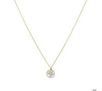 Collier Chaîne Femme TALLIA Acier Doré Nacre Blanche Mousqueton et Blanc