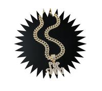 Collier Chaîne Homme Bijoux Hip Hop Femme Pendentif Sport Collier Hip-Hop Exagéré Pop Smoke Lettres Plein Diamant Pendentif Collier Personnalisé Discothèque Hommes Couleur Or 50 Cm