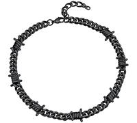 Collier Chaine Homme Cubaine Epine 55 cm Acier Inoxydable Massif Ras de Cou Gourmette Maille Femme Ras de Cou Gros Cadeau Fêtes Pères Noël Choker Hip Hop Rappeur 40g