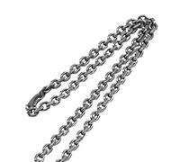Collier chaîne Maille forçat Diamant en Argent Sterling 925 Massif Noir pour Homme Femme 3mm 60cm