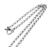 Collier chaîne Maille jaseron en Argent Sterling 925 Massif chaîne à maillons Ronds pour Hommes Femmes 3.5mm 70cm