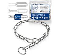 Collier chaîne pour Chien en Acier Inoxydable - Collier combiné avec Mousqueton, Anti-Traction, maillons Longs, 4 mm, 53 cm