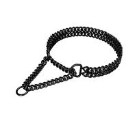 Collier chaîne pour chien noir- Acier inoxydable, réglable, anti-mastication, double rangée, lien cubain, collier de marche pour chiens de petite, moyenne taille