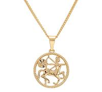 Collier chaîne pour femme avec pendentif en relief 12 constellations en cuivre, signe du zodiaque, chaîne dorée, cadeau horoscope Sagittaire