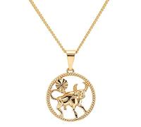 Collier chaîne pour femme avec pendentif en relief 12 constellations en cuivre, signe du zodiaque, chaîne dorée, cadeau horoscope Taureau