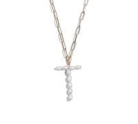 Collier chaîne pour femme avec pendentif initial en perles d'eau douce, chaîne épaisse à maillons, accessoires, cadeau, A1099-T