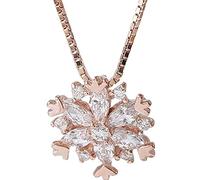 Collier chaîne pour femme en argent sterling 925 avec pendentif flocon de neige en cristal, accessoire de mode tendance, cadeau en or rose