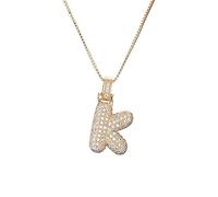 Collier chaîne pour femme en zircone cubique avec pendentif 26 lettres pour homme et femme, style punk, initiales, nom, mode hip-hop, cadeau K
