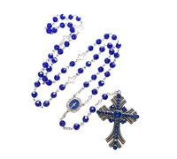 Collier chapelet avec perles de 8 mm et pendentif crucifix - Bijou religieux catholique pour femmes, filles, adolescentes - Parfait pour un usage quotidien, prière, cadeau