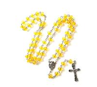 Collier chapelet catholique avec pendentif crucifix - Bijou étincelant en cristal synthétique pour femme, cadeau religieux pour prière, baptême, première communion et quotidien