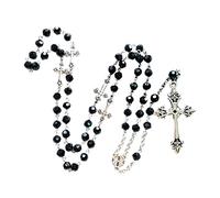 Collier chapelet en cristal noir avec chaîne en alliage durable pour femmes et adolescents, parfait pour un usage quotidien, des occasions spéciales, vintage