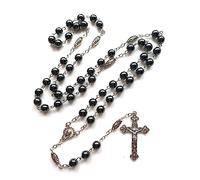 Collier chapelet pour homme et femme, pendentif crucifix catholique avec longue chaîne, bijoux religieux en acier inoxydable durable, perles de prière pour usage quotidien et cadeaux spirituels