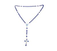 Collier chapelet - Sonew - Pendentif crucifix - Acrylique - Bleu - Cadeau religieux