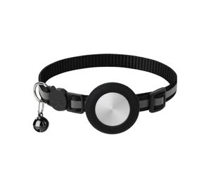 Collier Chat Airtag avec Bande Réfléchissante et Étui en Silicone, Collier GPS Chat Anti Étranglement Réglable pour Sécurité, Compatible avec Chat, Accessoire Traceur Chat Taille S Noir