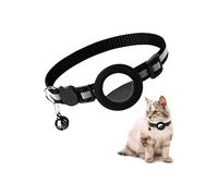 Collier Chat Airtag Réfléchissant FONGWAN avec Boucle de Sécurité et Cloche pour Chat, Chiot, Chaton - Noir