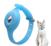 Collier Chat Anti Étranglement Réglable pour chat AirTag* I Collier avec fermeture de sécurité I compatible avec Apple AirTag I Bracelet en silicone Taille M Bleu lumineux