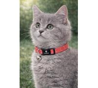 Collier Chat - Chaton Elza Corail Rouge 15-22 cm - Nylon élastique réfléchissant avec Clochette